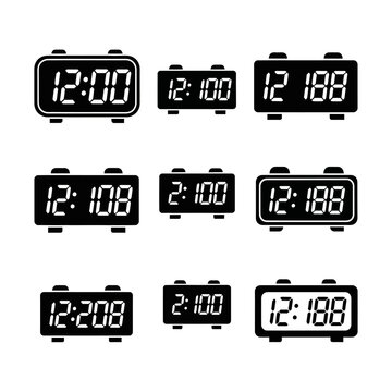 Digital Clock Display Icons - Time and Numbers