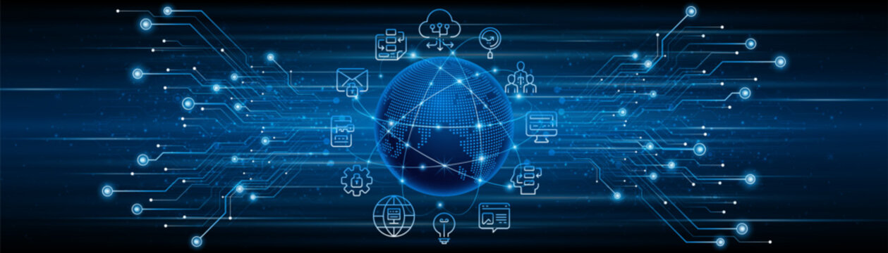 Concept of global network connection. World map. Modern internet network connection technology. High speed internet or fast wireless data transmission.