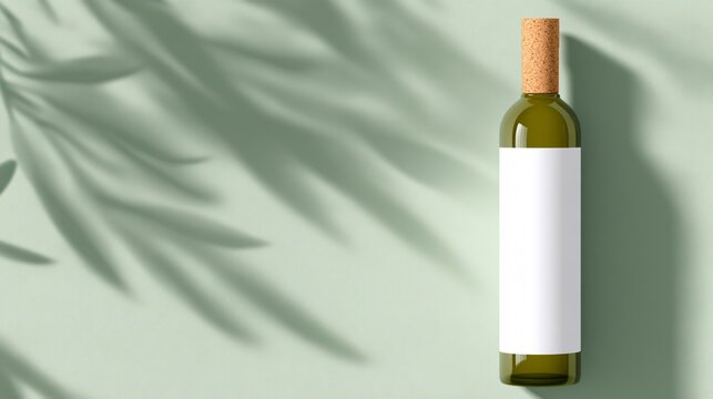 olive oil glass bottle with cork, premium packaging mockup, copy space