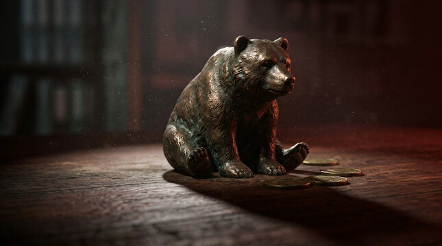 Bronze Bear Sculpture - Sitting Animal Art Statue.