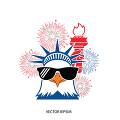 Obraz premium Eagle wearing sunglasses and crown.