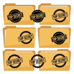Obraz premium Top Secret Folders Collection: Confidential Information Security, Classified Documents