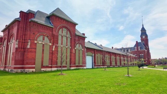 Historic Pullman Factory building at Pullman National Historical Park in Chicago Illinois