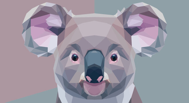 Low Poly Koala Face Geometric Art Style