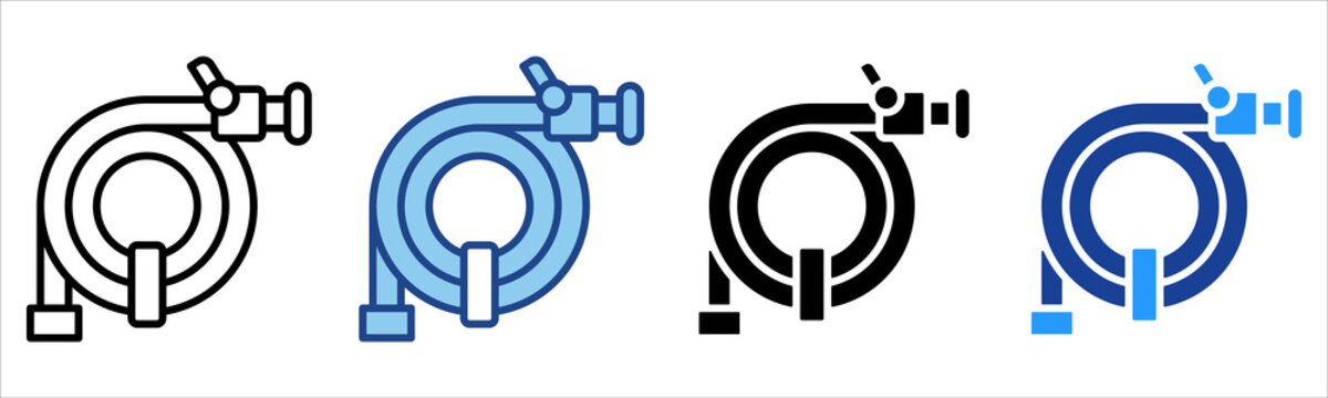 Fire Hose Icon Multiple Style Vector Collection 