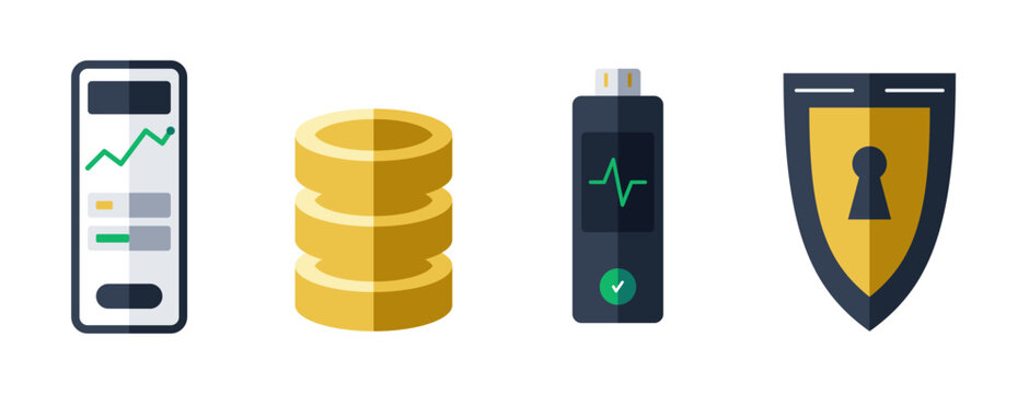 Digital Business Finance Security Technology Icon Set