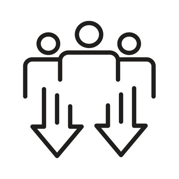 User Decrease Arrow Icon.User Reduction Arrow Icon.User Down Arrow Outline..eps