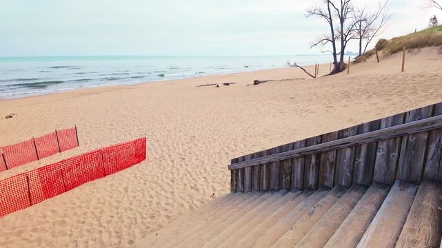 Scenic view along West Beach Trail at Indiana Dunes National Park in Indiana