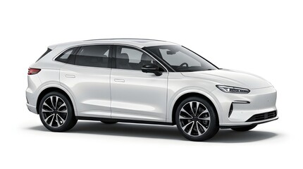 Fototapeta premium White Electric SUV Crossover Side View isolated