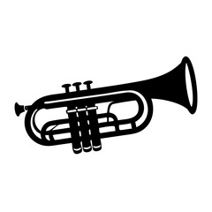 Obraz premium trombone silhouette icon illustration for music instrument brass performance and orchestral design