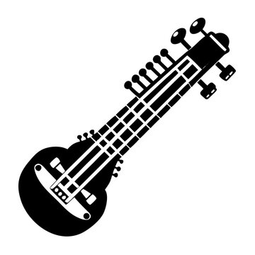 sarangi silhouette icon illustration for indian classical music instrument bowed string performance and cultural design