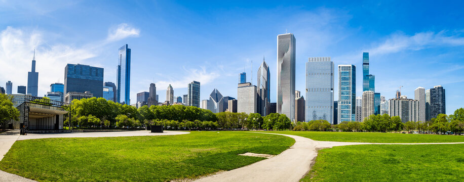 Chicago Skyline Panorama from Butler Field Illinois