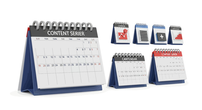 Set of desk calendars for content planning and scheduling.