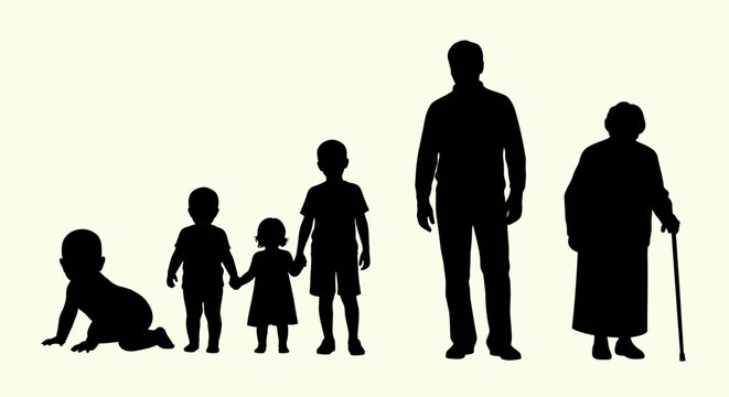 Family silhouettes of different ages.