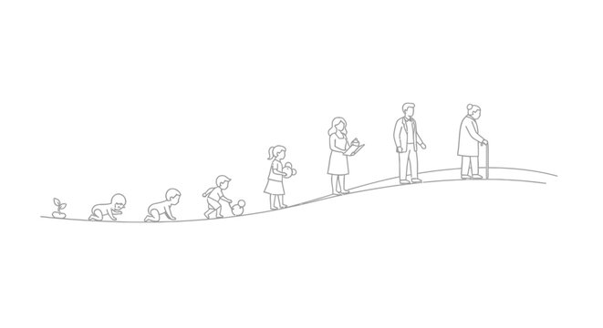 People standing on a hill line.