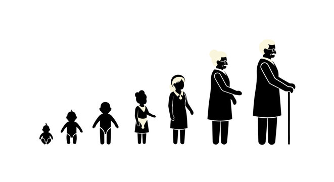 Silhouette of people in chronological order.