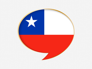 Fototapeta premium Chile in a Speech Bubble Design on Golden Frame.