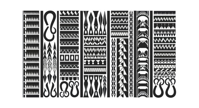 Polynesian Tribal Tattoo Patterns and Designs in Black and White.