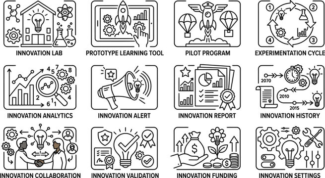 Innovation icons for business concepts.