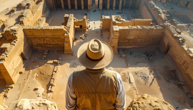 Archaeologist Exploring Ancient Ruins in the Desert.