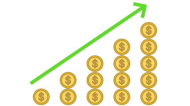 growth of money coins motion video graphic