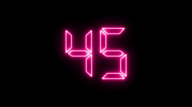 0-100 glowing pink neon digital counting number animation on black background