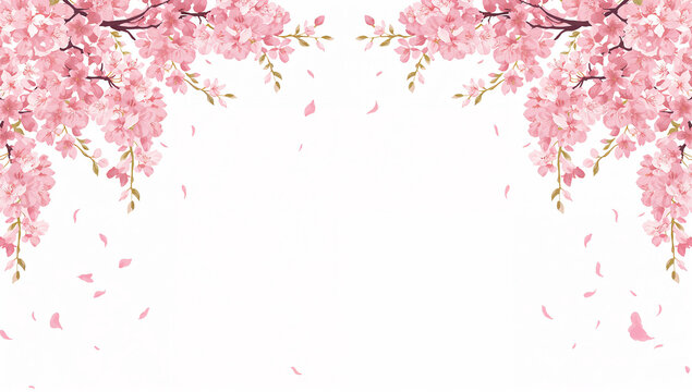 左右対称の桜アーチで中央を引き立てる春のフレーム素材
