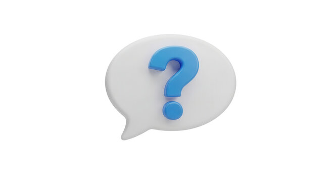 3D speech bubble question mark icon sign or ask FAQ and QA answer solution information, question answer sign or problem. 3d render illustration