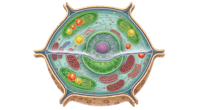 Detailed illustration of a plant cell with organelles cell biology cell wall cellular structure life science vegetable cell plant anatomy