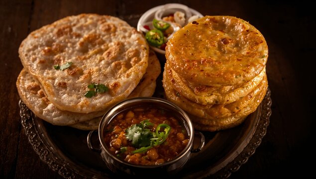 Delicious central asian cuisine two lagman noodle cakes with a rich stew