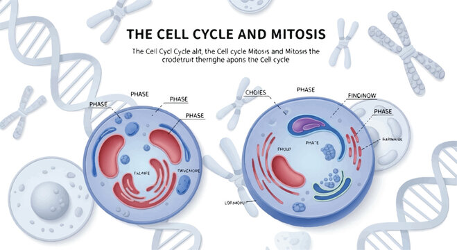Educational illustration depicting the cell cycle and mitosis DNA strands and chromosomes cell division chromosome segregation chromosomes
