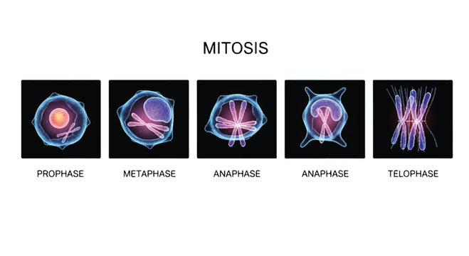 Stages of mitosis cell division diagram showing prophase prometaphase metaphase anaphase telophase with spindle fibers cell cycle prophase anaphase