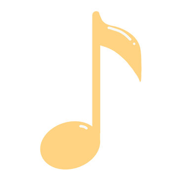 オレンジの八分音符のイラスト素材（シンプル / 音楽 / リズム）