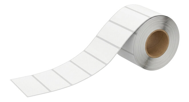 Roll of blank white adhesive labels for product identification and organization