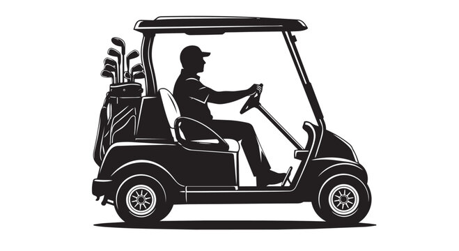 Man driving a golf cart
