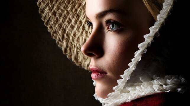 St. Valentine conceptual portrait, historical-inspired costume, dramatic rim lighting, textured background, high-detail character photography
