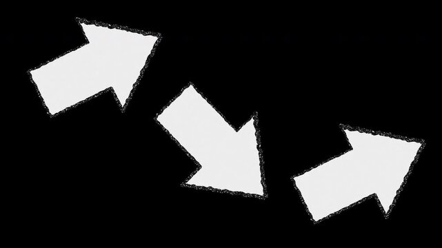 Hand Drawn 3 Arrow Pointer Animation, Animated Doodle Illustration Loop Alpha Background