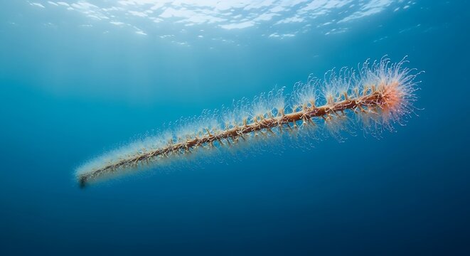 long pyrosome colony drifting through the ocean