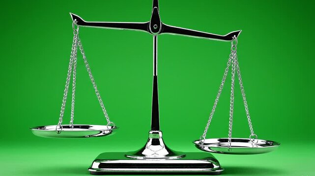 Balance Scale Weights and Measures Loop Animation on Green Background
