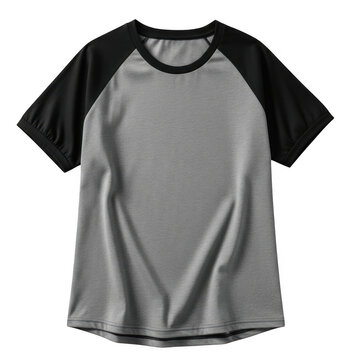 Gray and black baseball tee isolated on transparent background