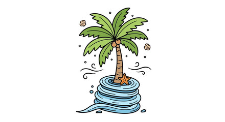 Palm Tree in Ocean Water. © kavi