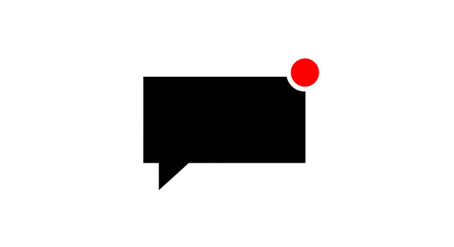 Red dot on speech bubble.