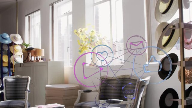 On UI fade hatstand showing hats, camera panning left, glyphs drifting and linking to promote hats