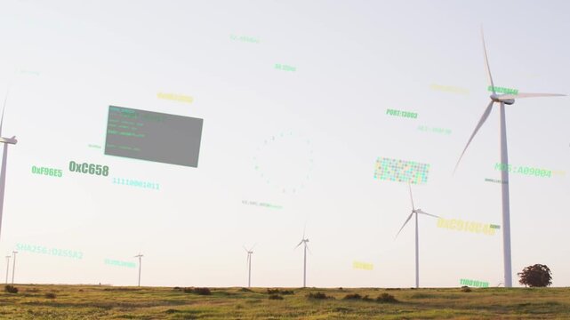 Timeline sending HUD labels drifting while large turbine spinning showing live output data