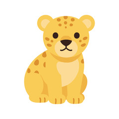 Obraz premium Adorable cartoon leopard cub sitting down with a cute expression
