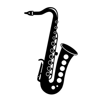 alto saxophone silhouette icon illustration for music instrument jazz performance and sound design