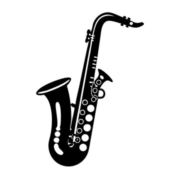 alto saxophone silhouette icon illustration for music instrument jazz performance and sound design