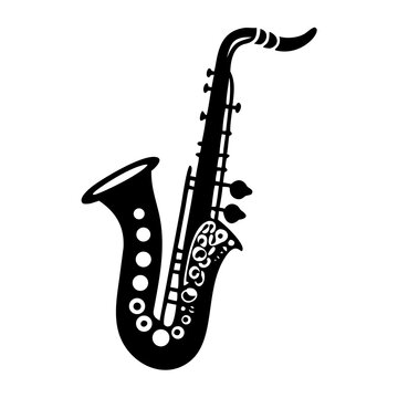 alto saxophone silhouette icon illustration for music instrument jazz performance and sound design