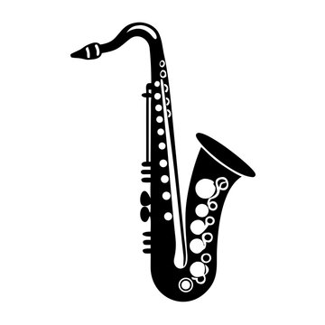 alto saxophone silhouette icon illustration for music instrument jazz performance and sound design