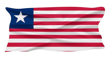 Obraz premium Waving Liberian Flag with Star and Stripes on White Background